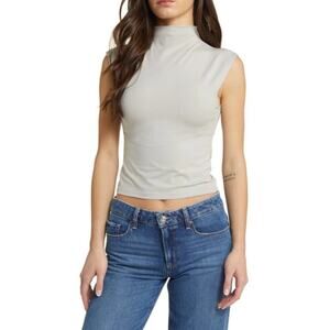 Madewell Funnelneck Cropped Muscle Tee XS Gray NWT